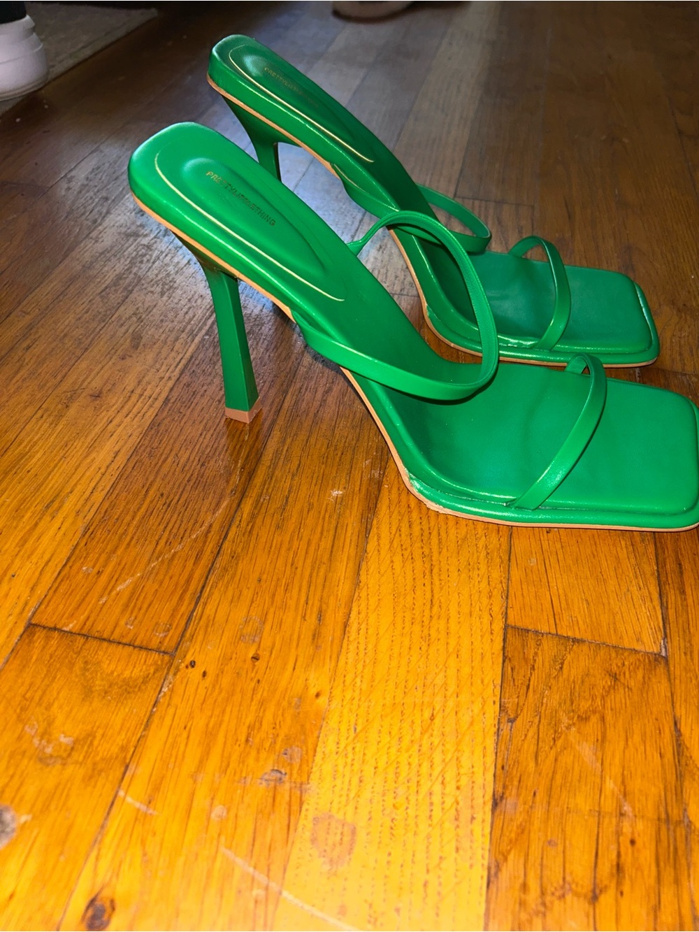 PLT green sandal heels